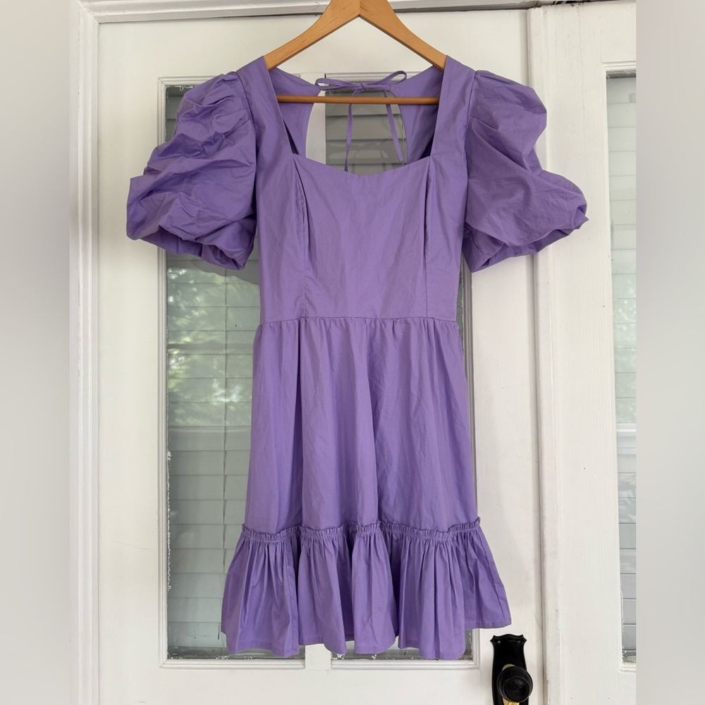 anthropologie purple open back tie dress